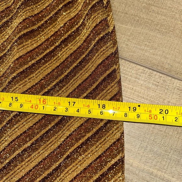 Vintage Express Midi Skirt Gold Shimmer Symmetrical Stripes Fairy Whimsy Y2K M - Picture 4 of 7